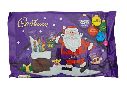 Cadbury Santa Selection Pack, 4 treatsize chocolate bars + 1 packet, 89g