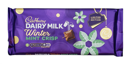 Cadbury Ltd Ed. Dairy Milk Winter Mint Crisp Chocolate Bar 360g
