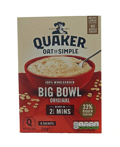 Quaker Oat So Simple Big Bowl Original Porridge Sachets 6x38.5g